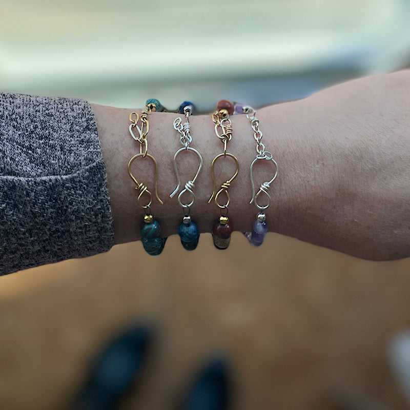 Chocolate Labradorite + Lapis Lazuli Silver Chain Bracelet