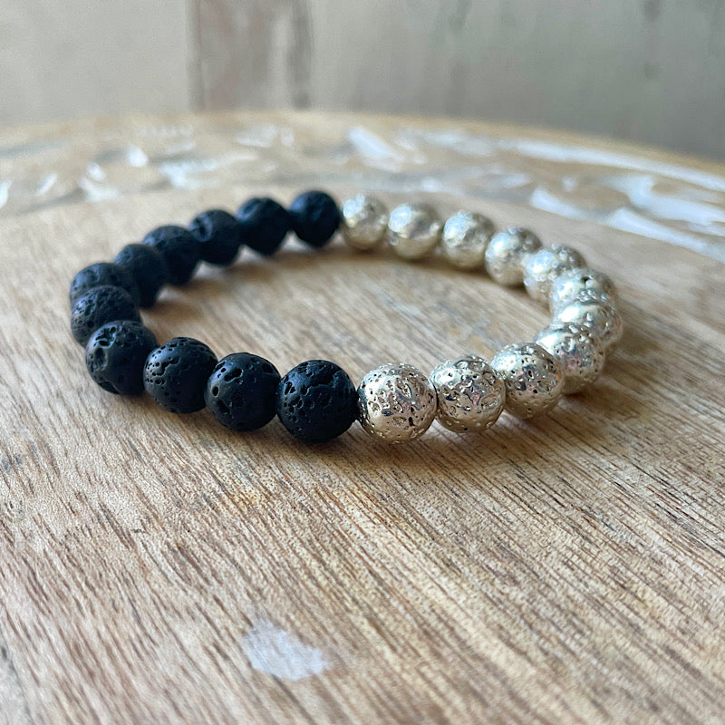 Black + Silver Lava Bracelet