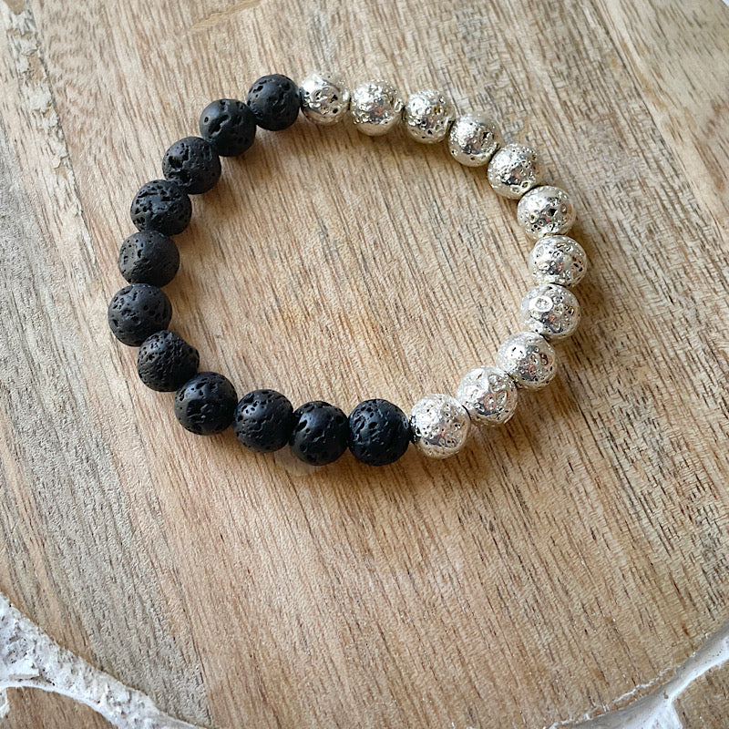 Black + Silver Lava Bracelet