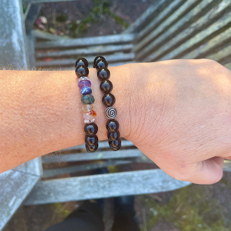 Black Tourmaline + Gemstone Chakra Balancing Bracelet