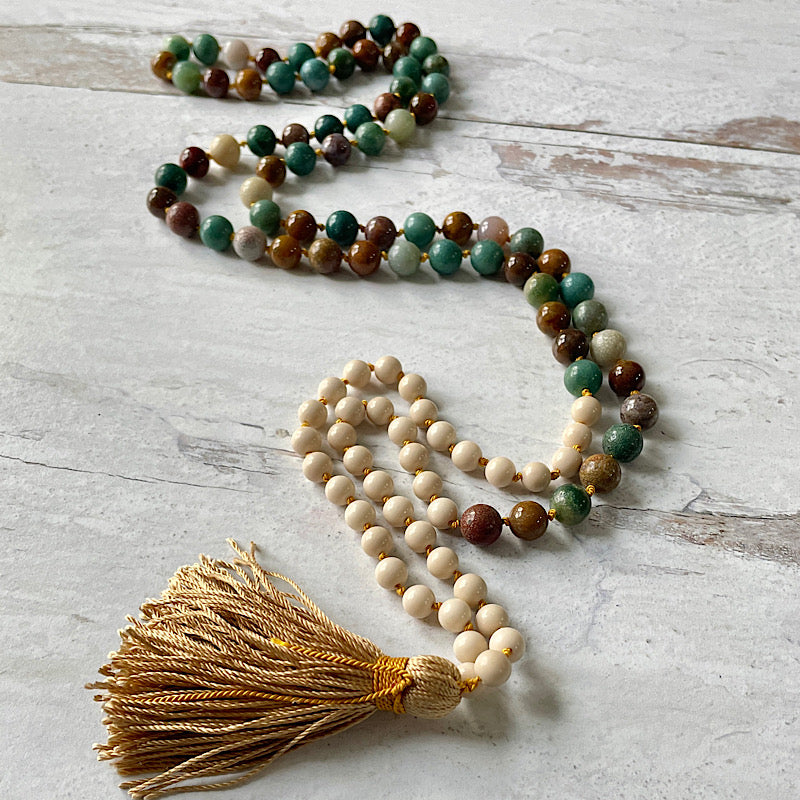 Earthy + Grounding Ocean Jasper 111 Bead Mala