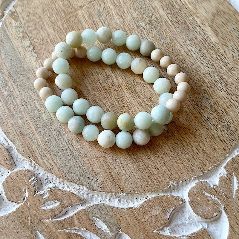 Amazonite + Fossil Jasper Bracelet