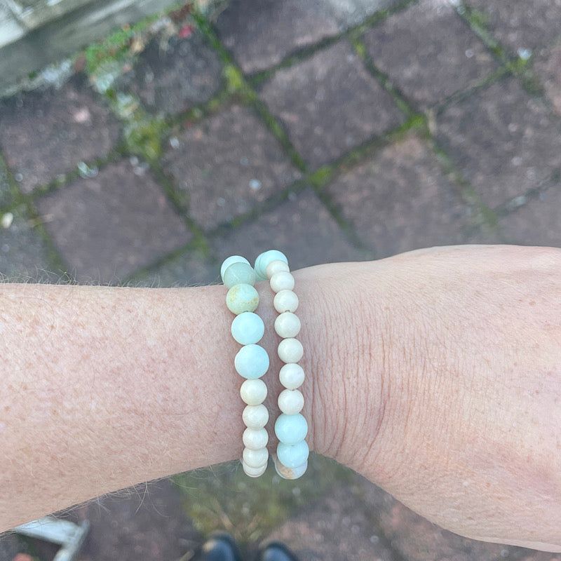 Amazonite + Fossil Jasper Bracelet