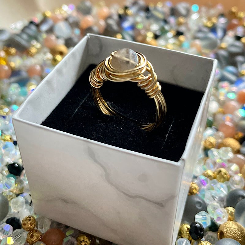 Gold + Labradorite Ring - Size 6 1/4