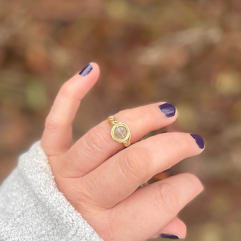 Gold + Labradorite Ring - Size 6 1/4