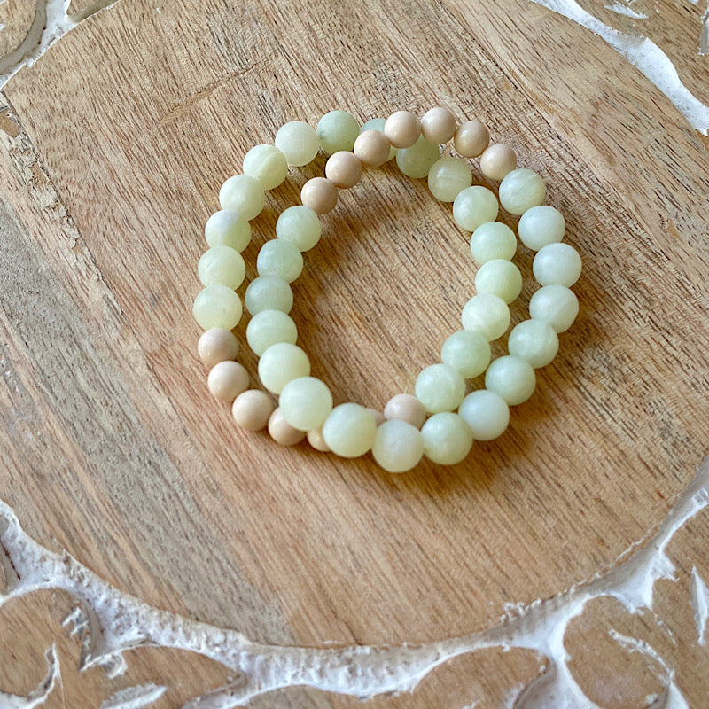 New Jade + Fossil Jasper Bracelet