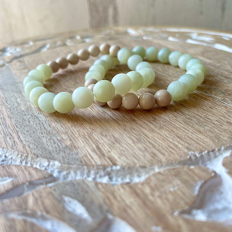 New Jade + Fossil Jasper Bracelet