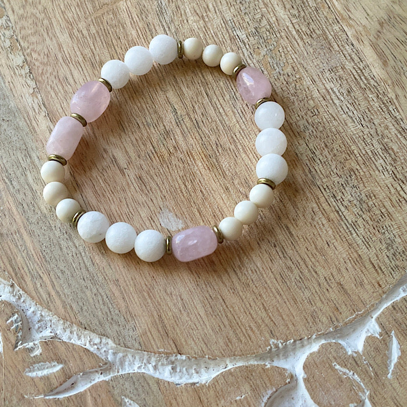 Jade + Rose Quartz Nugget Bracelet