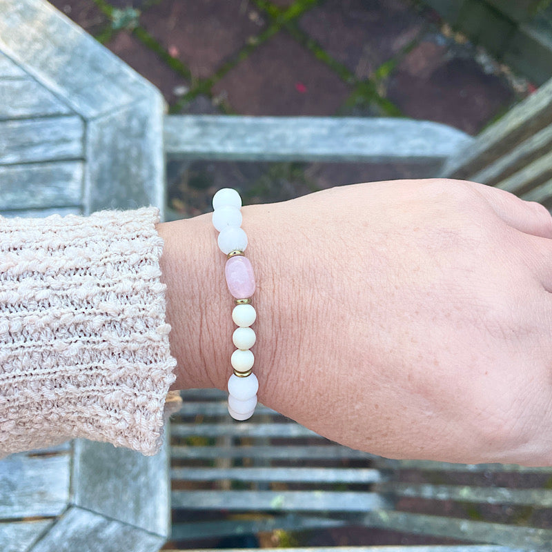 Jade + Rose Quartz Nugget Bracelet