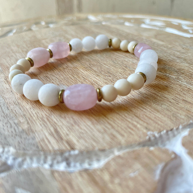 Jade + Rose Quartz Nugget Bracelet