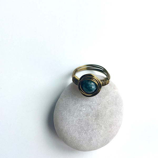 antique bronze moss agate swirl ring