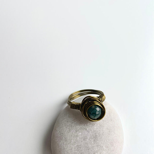 antique bronze moss agate swirl ring