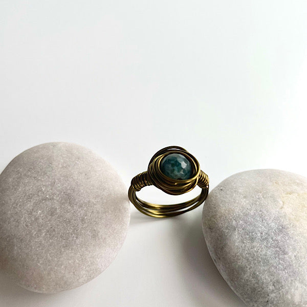 antique bronze moss agate swirl ring