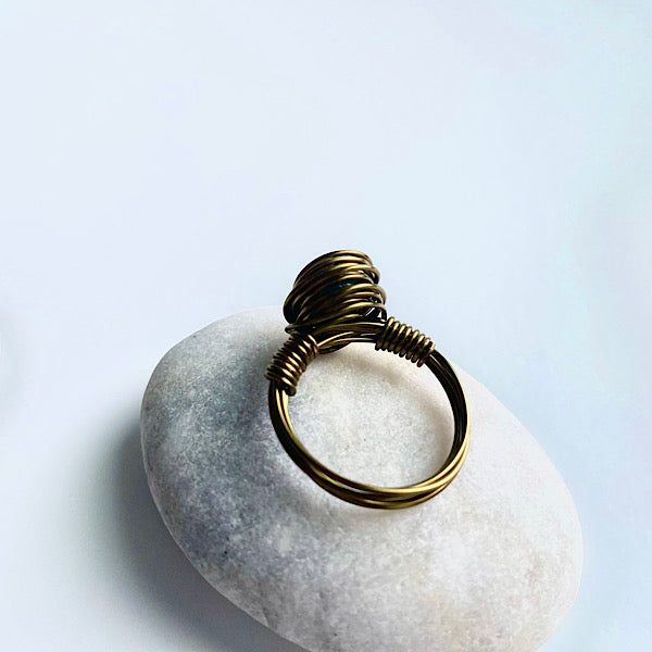 antique bronze moss agate swirl ring